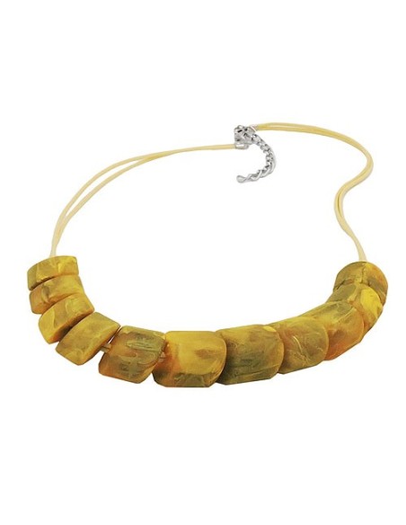 necklace slanted beads yellow olive