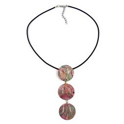 necklace 3 disques red-green-white 45cm