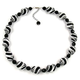 necklace beads black-white 50cm