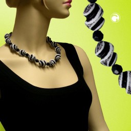 necklace beads black-white 50cm