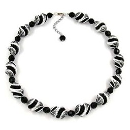 necklace beads black-white 50cm