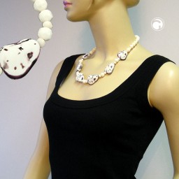 necklace fantasy beads ivory-purple 53cm