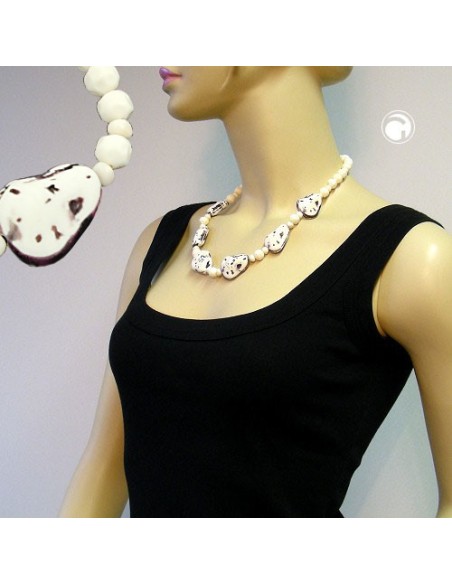 necklace fantasy beads ivory-purple 53cm