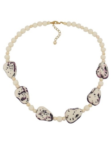 necklace fantasy beads ivory-purple 53cm