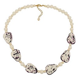 necklace fantasy beads ivory-purple 53cm