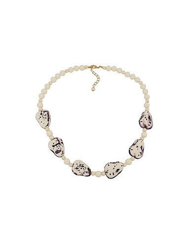 necklace fantasy beads ivory-purple 53cm