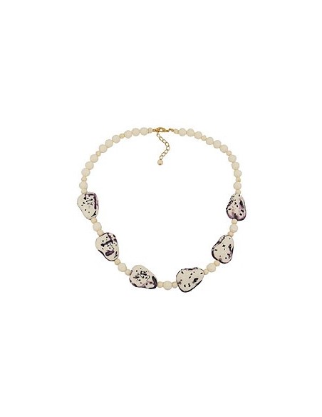 necklace fantasy beads ivory-purple 53cm