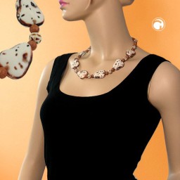 necklace fantasy beads ivory-brown 53cm