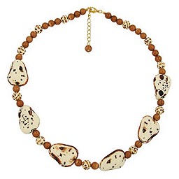 necklace fantasy beads ivory-brown 53cm