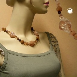 necklace crash-nugget-beads brown 55cm