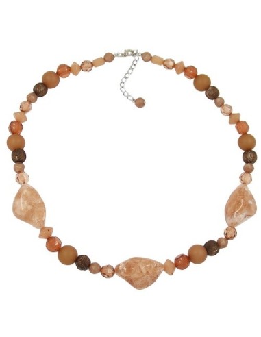 necklace crash-nugget-beads brown 55cm
