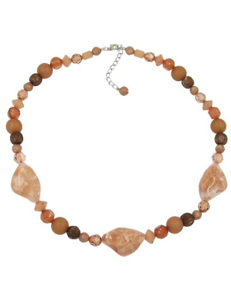 necklace crash-nugget-beads brown 55cm