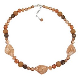 necklace crash-nugget-beads brown 55cm