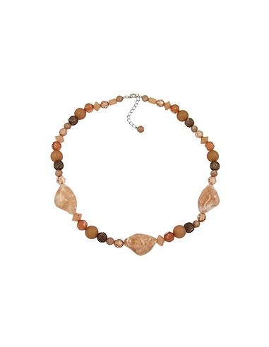 necklace crash-nugget-beads brown 55cm