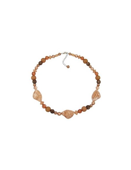 necklace crash-nugget-beads brown 55cm