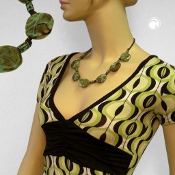 necklace fantasy beads olive-green 50cm