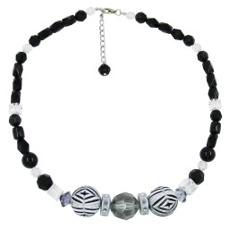 necklace black & white beads 50cm