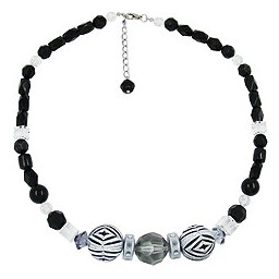 necklace black & white beads 50cm