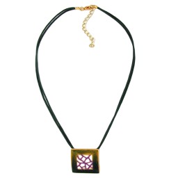 necklace square green-purple 42cm