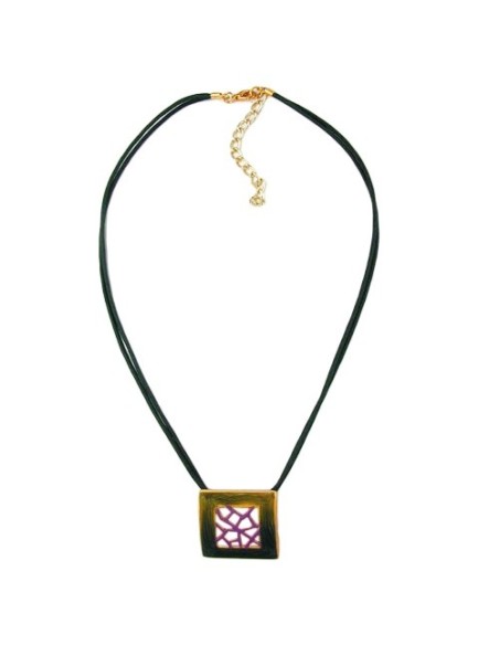 necklace square green-purple 42cm