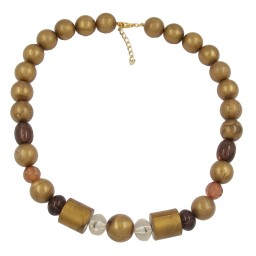 necklace beads gold-brown 55cm