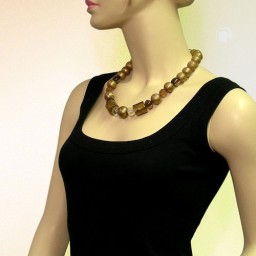 necklace beads gold-brown 55cm