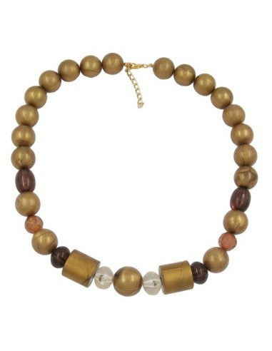 necklace beads gold-brown 55cm
