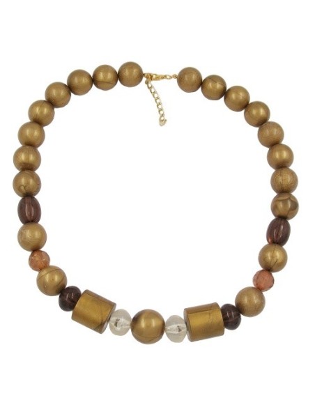 necklace beads gold-brown 55cm