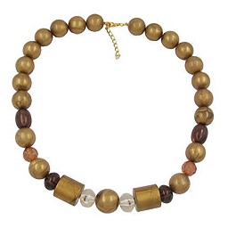 necklace beads gold-brown 55cm