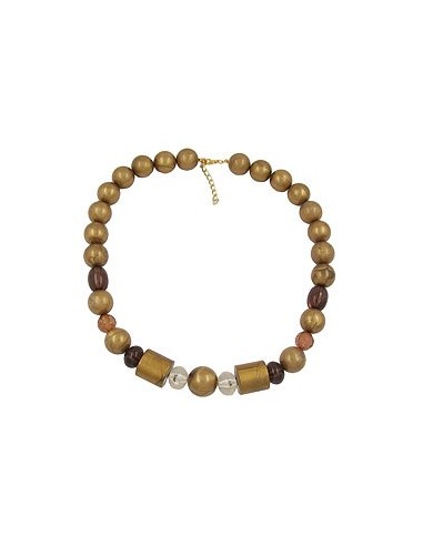 necklace beads gold-brown 55cm