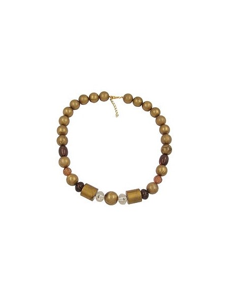necklace beads gold-brown 55cm