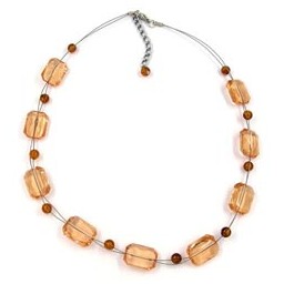 necklace square beads champagner-coloured 45cm