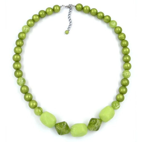 necklace tubes & beads green 55cm