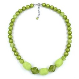 necklace tubes & beads green 55cm