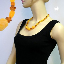 necklace tubes & beads brown 55cm