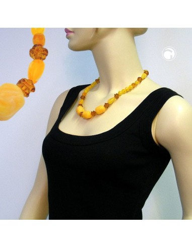 necklace tubes & beads brown 55cm