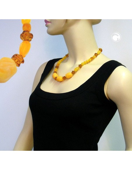 necklace tubes & beads brown 55cm