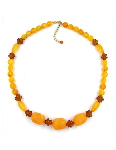 necklace tubes & beads brown 55cm