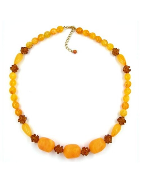 necklace tubes & beads brown 55cm