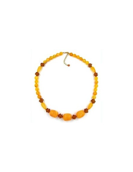 necklace tubes & beads brown 55cm