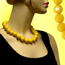 necklace beads 20mm yellow-shiny 50cm