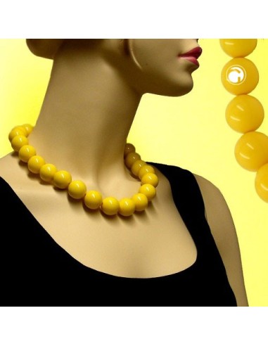 necklace beads 20mm yellow-shiny 50cm