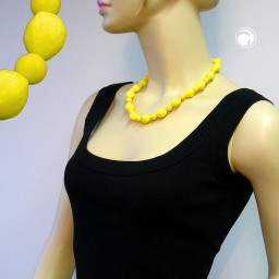 necklace beads with gravur yellow 50cm