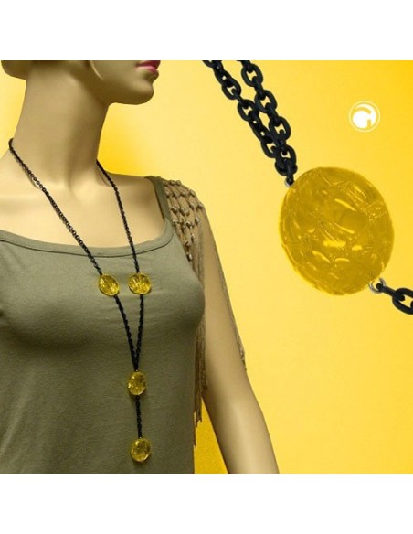 necklace eye-catching beads yellow 90cm