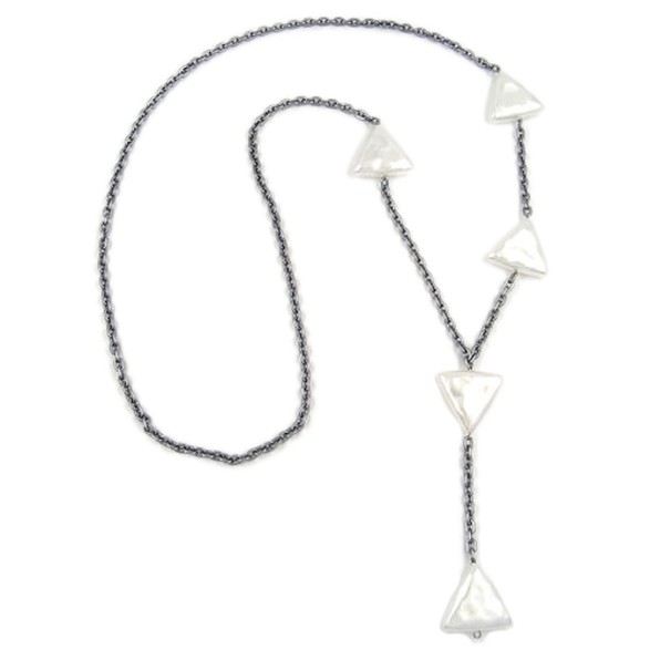 necklace triangle white anchor chain 90cm