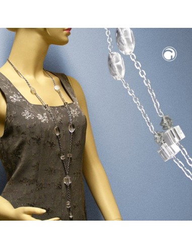 necklace beads & cubes transparent 95cm