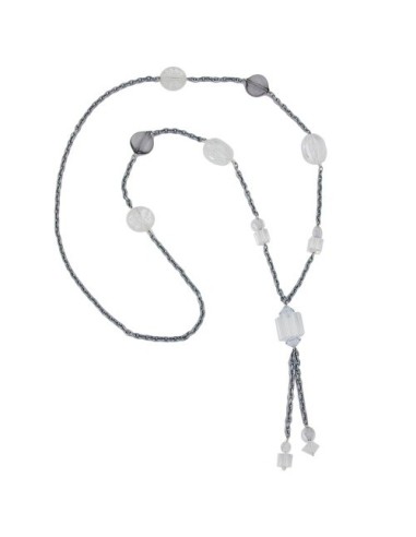 necklace beads & cubes transparent 95cm