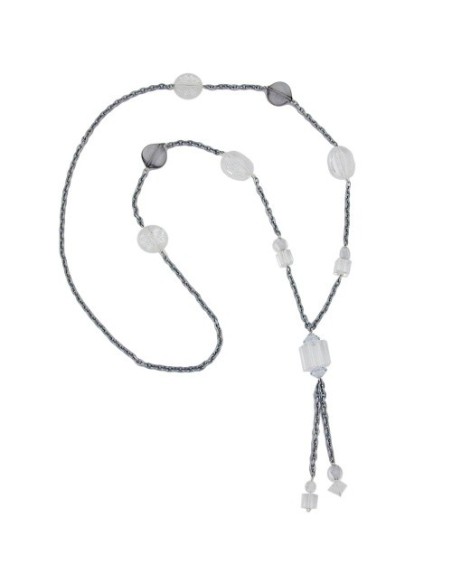 necklace beads & cubes transparent 95cm