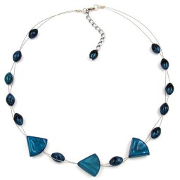 necklace triangle beads steel-blue