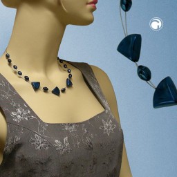 necklace triangle beads steel-blue